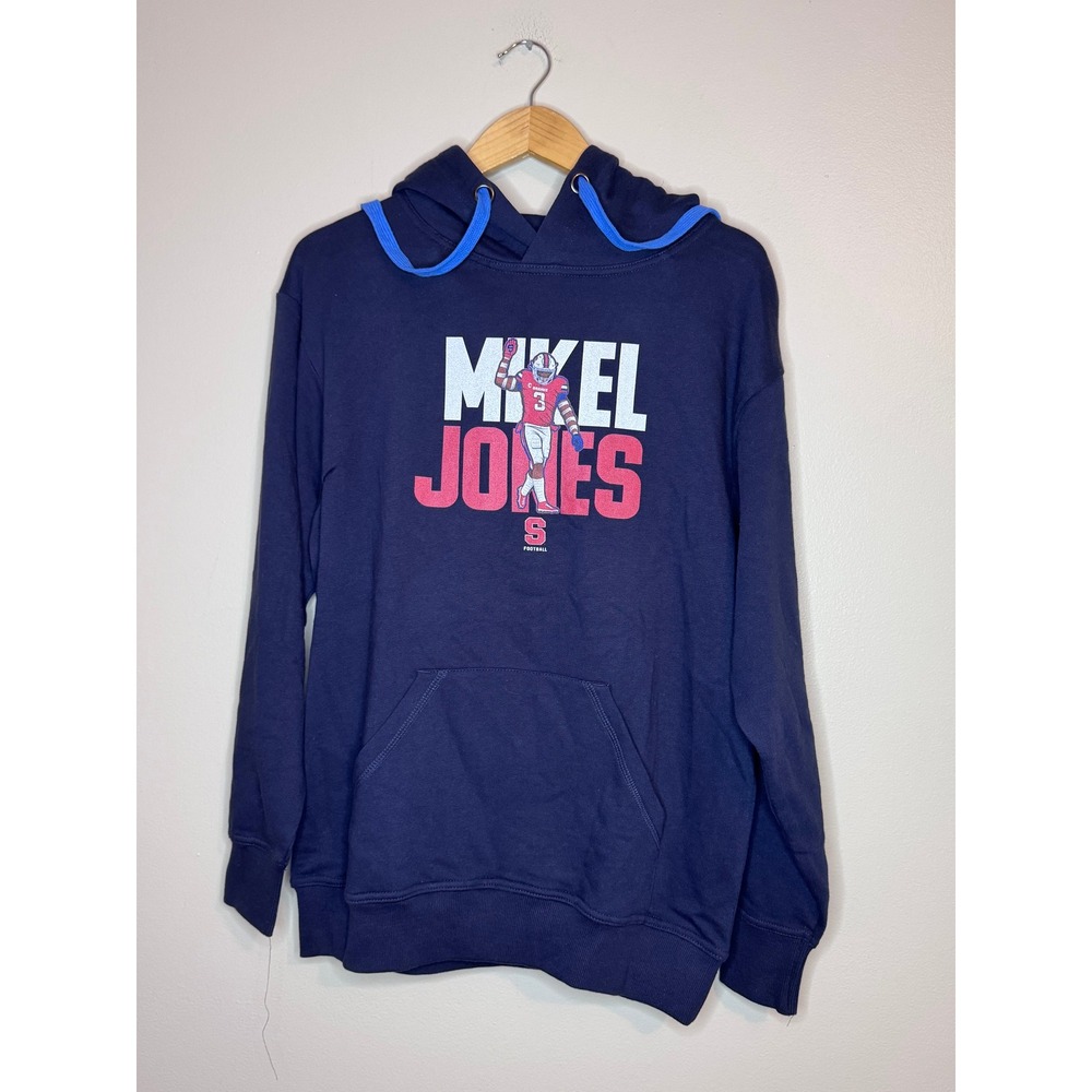Mykel Jones Syracuse Football Hoodie Navy Graphic Pullover Size S